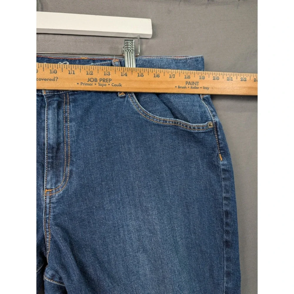 Eddie Bauer Womens Blue Boyfriend Midrise Slim Leg Denim Jeans Size 16
